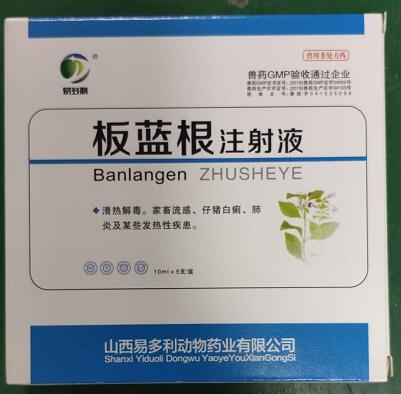 板藍(lán)根注射液，清熱解毒。家畜流感、仔豬白痢，肺炎及某些發(fā)熱性疾患。--山西易多利