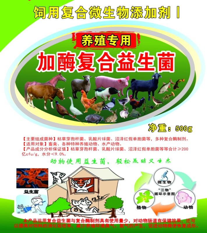 養(yǎng)殖專(zhuān)用加酶復(fù)合益生菌，養(yǎng)豬復(fù)合益生菌，養(yǎng)雞復(fù)合益生菌，鴨鵝養(yǎng)殖復(fù)合益生菌，牛羊養(yǎng)殖復(fù)合益生菌，特種動(dòng)物養(yǎng)殖復(fù)合益生菌，水產(chǎn)養(yǎng)殖復(fù)合益生菌