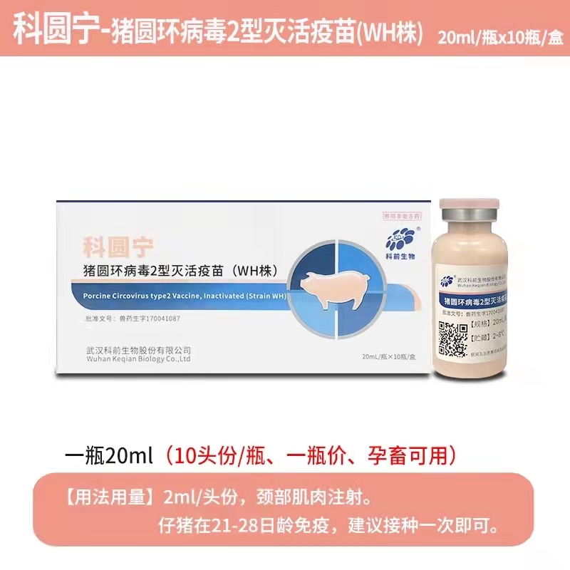 科圓寧---豬圓環(huán)病毒2型滅活疫苗（WH株）可防可控母豬產(chǎn)弱仔、仔豬生長緩慢