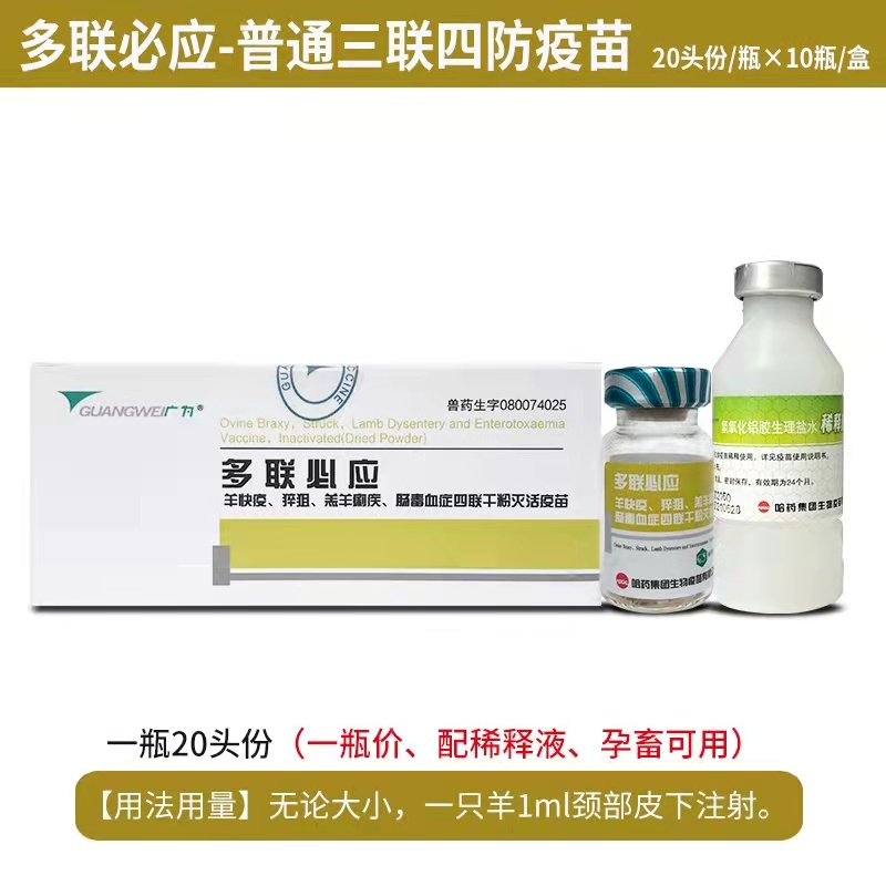 多聯(lián)必應(yīng)-羊快疫、猝疽、羔羊痢疾、腸毒血癥四聯(lián)干粉滅活疫苗